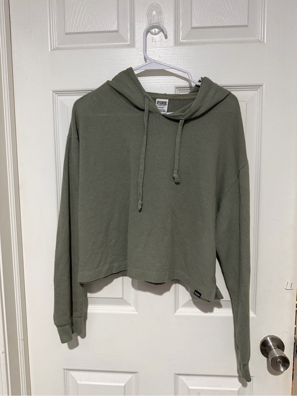 PINK Victoria’s Secret Olive Green Cropped Hoodie